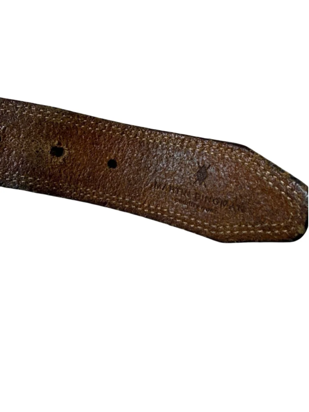 Martin Dingman Made in England Woven Leather Belt Taupe Brown Size 32 80